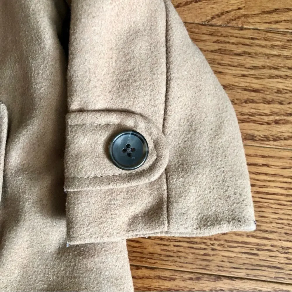 Old Navy Double Breasted Camel Tan Wool Peacoat Toddler Girl Size 18-24 Months